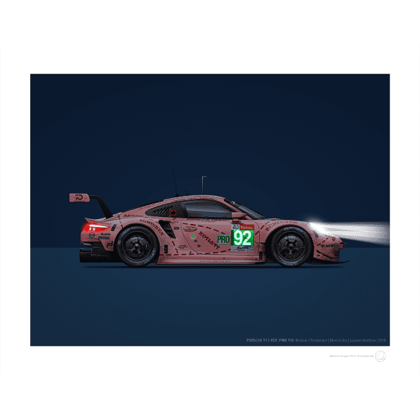PORSCHE 911 RSR 'PINK PIG' 2018 NIGHT WALL ART